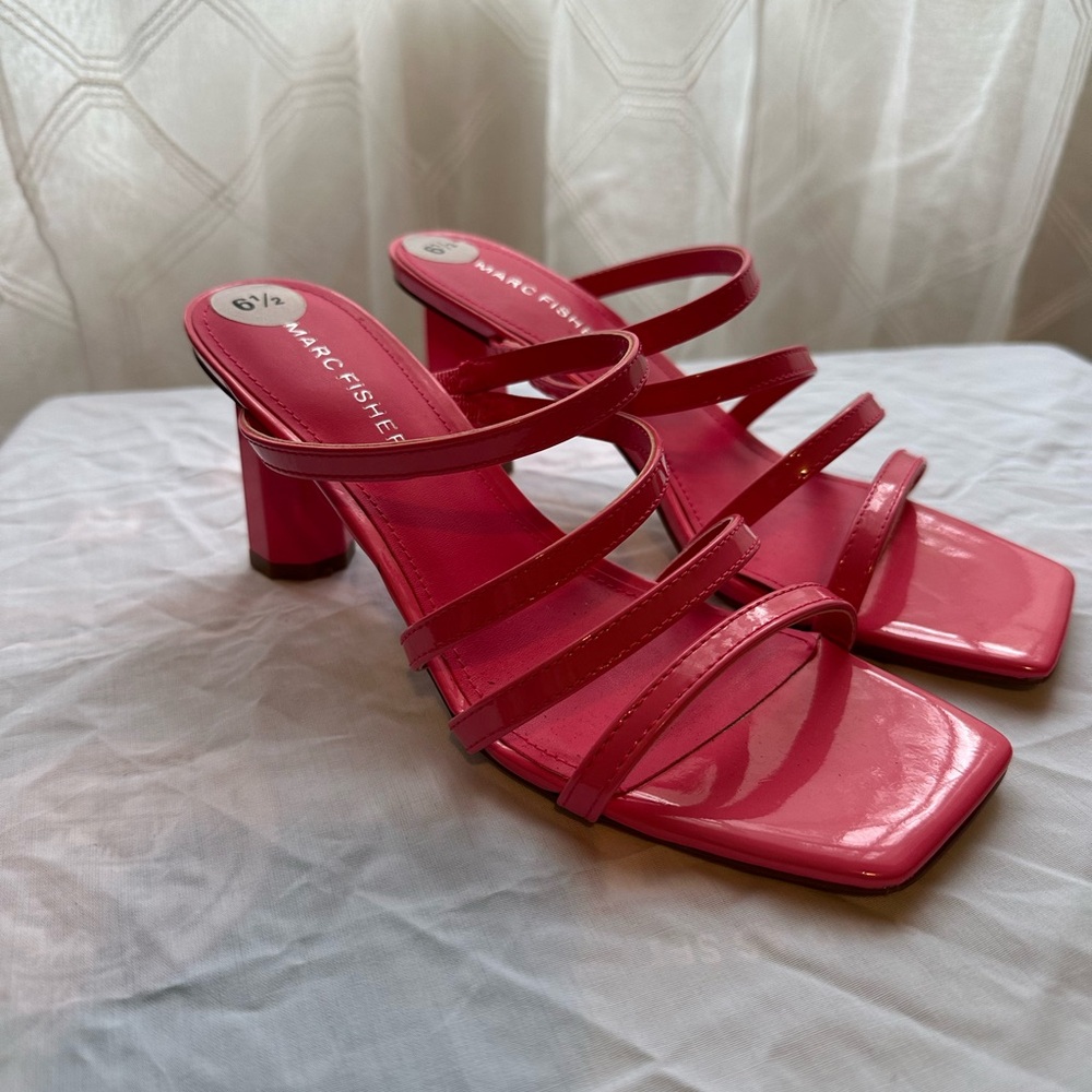 Marc Fisher Pink Heeled Sandals with Strappy Design